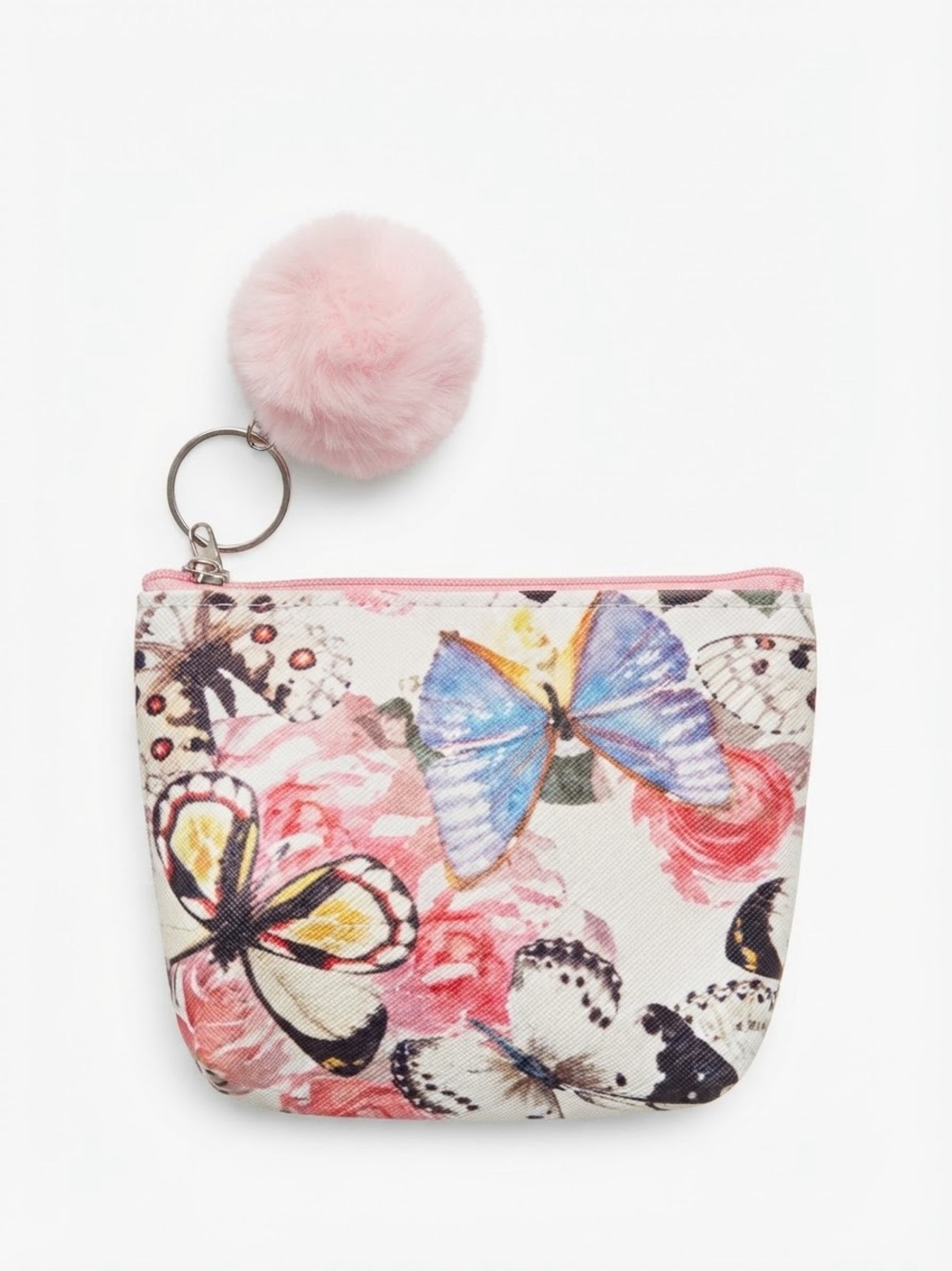 Butterfly Cosmetic Pouch in Pink & White